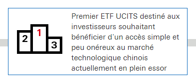 Premier ETF UCITS destiné aux investisseurs souhaitant bénéficier d'un accès simple et peu onéreux au marché technologique chinois actuellement en plein essor