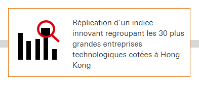 Réplication d’un indice innovant regroupant les 30 plus grandes entreprises technologiques cotées à Hong Kong